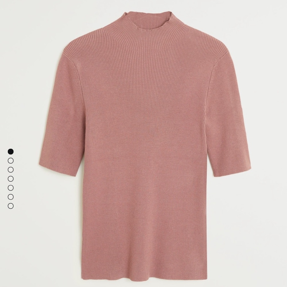 Knit turtleneck top, pink, in size XL